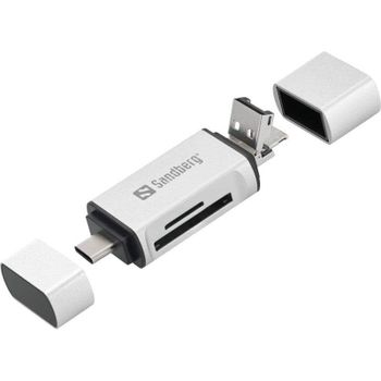 Lector de tarjetas Sandberg Card Reader USB-C+USB+MicroUSB con conexiones múltiples