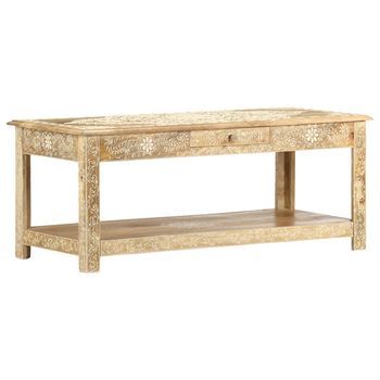 Mesa De Centro Pintada A Mano Madera Maciza Mango 110x50x45 Cm Vidaxl