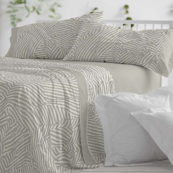 Juego De Sábanas 50% Algodón Diseño Animal Print Salvia 150 X 190/200 Cm - Salvia - Burrito Blanco