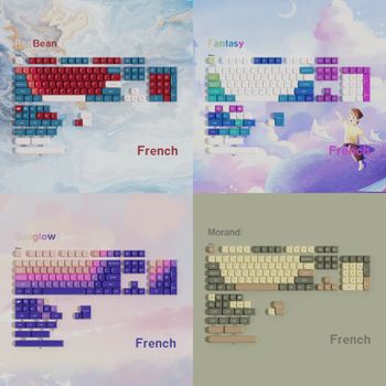 Teclas francesas PBT MOA con diseño ISO FR para interruptor Cherry Mx, Teclado mecánico para videojuegos, teclas Sub PBT de tinte de 5 lados para jugadores