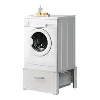 pedestal para lavadora con cajon de almacenamiento - soporte mueble - 63 x 54 x 31 cm - hasta 150 kg - base estandar para lavadora plataforma - acero aluminio - blanco encasa