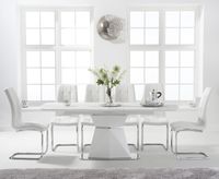 jackson 160cm white extending dining table with lorin chairs - white 4 chairs