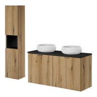set de muebles de bano newport con 2 lavabos 120x57x39 cm - efecto roblenegro encasa
