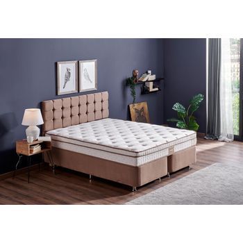 Cama Individual Colchón Base Y Cabecero Helen-(90 X 200) Marrón Claro
