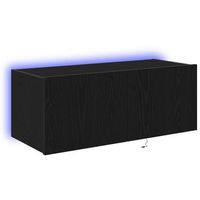 mueble de tv  mueble de salon  gabinete de tv montado en la pared roble negro 80 x 35 x 31 cm