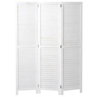 biombo separador de ambientes 3 paneles aspecto vintage blanco 170 x 120 cm 040008028