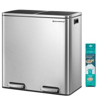 cubo de basura de 2 x 30 l de color plata y negro