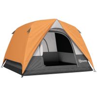 outsunny tienda de camping para 4 personas impermeable facil instalacion y bolsa de transporte incluida 200x200x135 cm gris