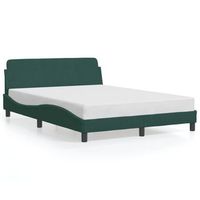 cama matrimonial  cama para adultos  estructura cama con cabecero terciopelo verde oscuro 120x200 cm cfw518796