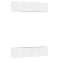 4 uds muebles tv  mueble de salon  armario tv madera de ingenieria blanco 60x30x30 cm
