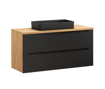 Mueble lavabo individual 120cm 2 cajones elora negro y madera