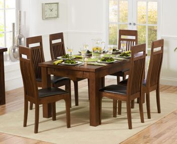 Normandy 150cm Dark Solid Oak Extending Dining Table with Monaco Chairs