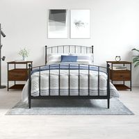 mesitas de noche 2 uds - mueble para dormitorio - madera y hierro - marron roble 40x42x56cm
