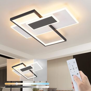 Lámpara De Techo Led Lámpara De Techo Para Sala De Estar Regulable 62w Con 2 Focos De Techo Negro Con Control Remoto Acrílico Moderno Zmh