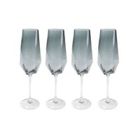 juego de 4 - copas de champan de cristal ahumado