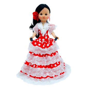 Muñeca Sintra regional Flamenca Folk Artesanía original colección 40 cm.vestido típico Andaluza, fabricada en España