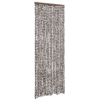 Cortina Antimoscas Chenilla Marrón Y Blanco 90x200 Cm Vidaxl