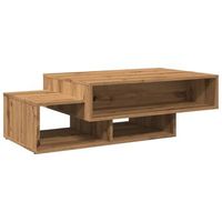 mesa de centro rustica de 3 compartimentos 105 x 55 x 32 cm madera de ingenieria color roble dec038293