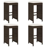 4 uds taburetes de bar  taburete alto de jardin con cojines ratan pe marron