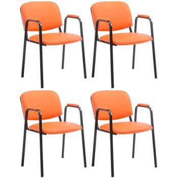 Set De 4 Sillas Apilables Ken Pro De Piel Sintética Simil Cuero Naranja 55x53x79 Cm Clp
