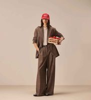 circolo 1901 para mujer fd4118 pantalon double pleat marron 42 algodon clasico