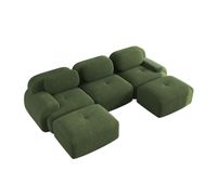 sofa modular 3 plazas con chaise longue convertible terciopelo cotele verde asiento profundo y espuma alta densidad 32d diseno moderno para salon familiar modulos intercambiables con reposapies grande