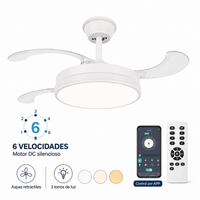ventilador de techo retractil con luz led integrada motor dc silencioso y control remoto 6 velocidades con iluminacion cct regulable para salon dormitorio comedor ventilador moderno 2 en 1 de bajo