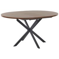 mesa de comedor extensible 6 plazas tablero de mdf patas de metal negro redonda 110140 x 110 cm madera oscura friona