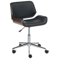 silla de oficina elegante funcion giratoria ajustable madera contrachapada asiento de piel sintetica de madera oscura y negro totowa