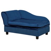 pawhut sofa para mascotas con almacenamiento cojin suave hasta 15 kg de capacidad revestimiento de peluche armazon de madera dura azul