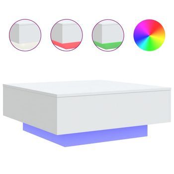 Mesa De Café | Mesa De Centro Con Luces Led Blanco 80x80x31 Cm