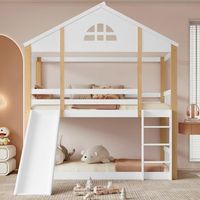 litera cabana 90x200 blancanatural maciza tobogan ventanas escalera 3 peldanos barreras seguridad