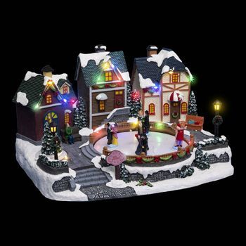Bola De Navidad Musical Aldea Iluminada 23 Led