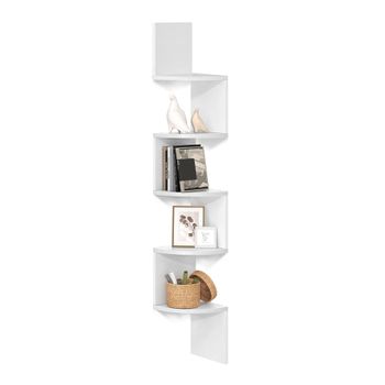 Estantería de Esquina en Pared Esquinera Libros para Dormitorio Sala de Estar, Bianco
