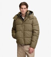superdry para hombre m5012430a chaqueta con capucha premium check marron l casual poliester reciclado