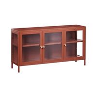 aparador moderno de acero vidrio templado 3 puertas estantes ajustables marron dorado newport