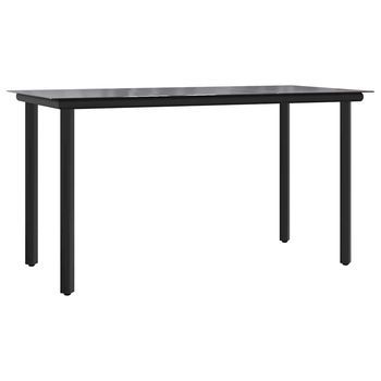 Mesa Comedor Jardín | Mesa De Exterior Acero Y Vidrio Templado Negro 200x100x74 Cm