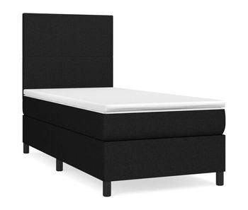 Cama box spring con colchón tela negro 100x200 cm diseño plano
