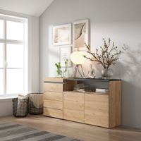 comoda efecto madera roble 157x35x75cm