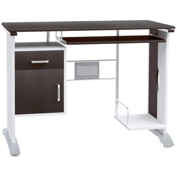 HOMCOM Escritorio informático de diseño 100x52x75 cm Marrón Negro y Blanco   Aosom España