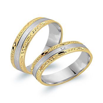 Alianzas 18 quilates oro amarillo-blanco con diamante