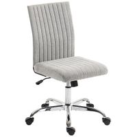 homcom silla de oficina sin reposabrazos con altura ajustable y asiento giratorio revestimiento en tejido gris