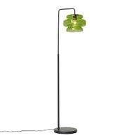 lampara pie retro negra cristal verde
