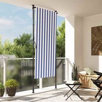 persiana enrollable - toldo para exterior - poliester y acero - azul y blanco 120x270cm