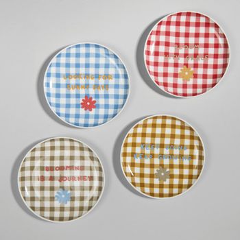 Set de 4 platos de postre de cerámica multicolor
