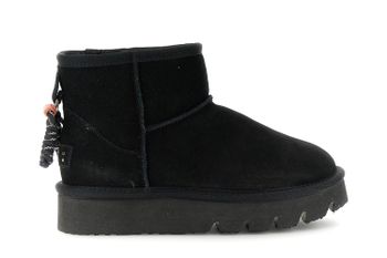 botines de ante con pelo sintético y charm black 41