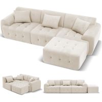 sofa esquinero 245 x 60 x 40 cm sofa modular con funcion de cama sofa cama sofa en forma de l para salon envasado al vacio combinable flexiblemente con otomana - gris beige - con chaise longue