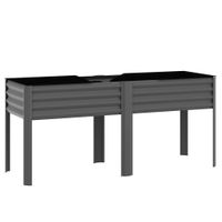 outsunny huerto elevado de metal jardinera elevada de metal 241l con barras reforzadas y tejido no tejido gris oscuro   aosom espana