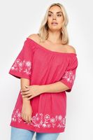 yours top bardot rosa con detalles bordados mujer curvy y tallas grandes yours