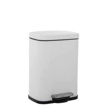Papelera de pedal rectangular de metal blanco 5 litros 30 cm